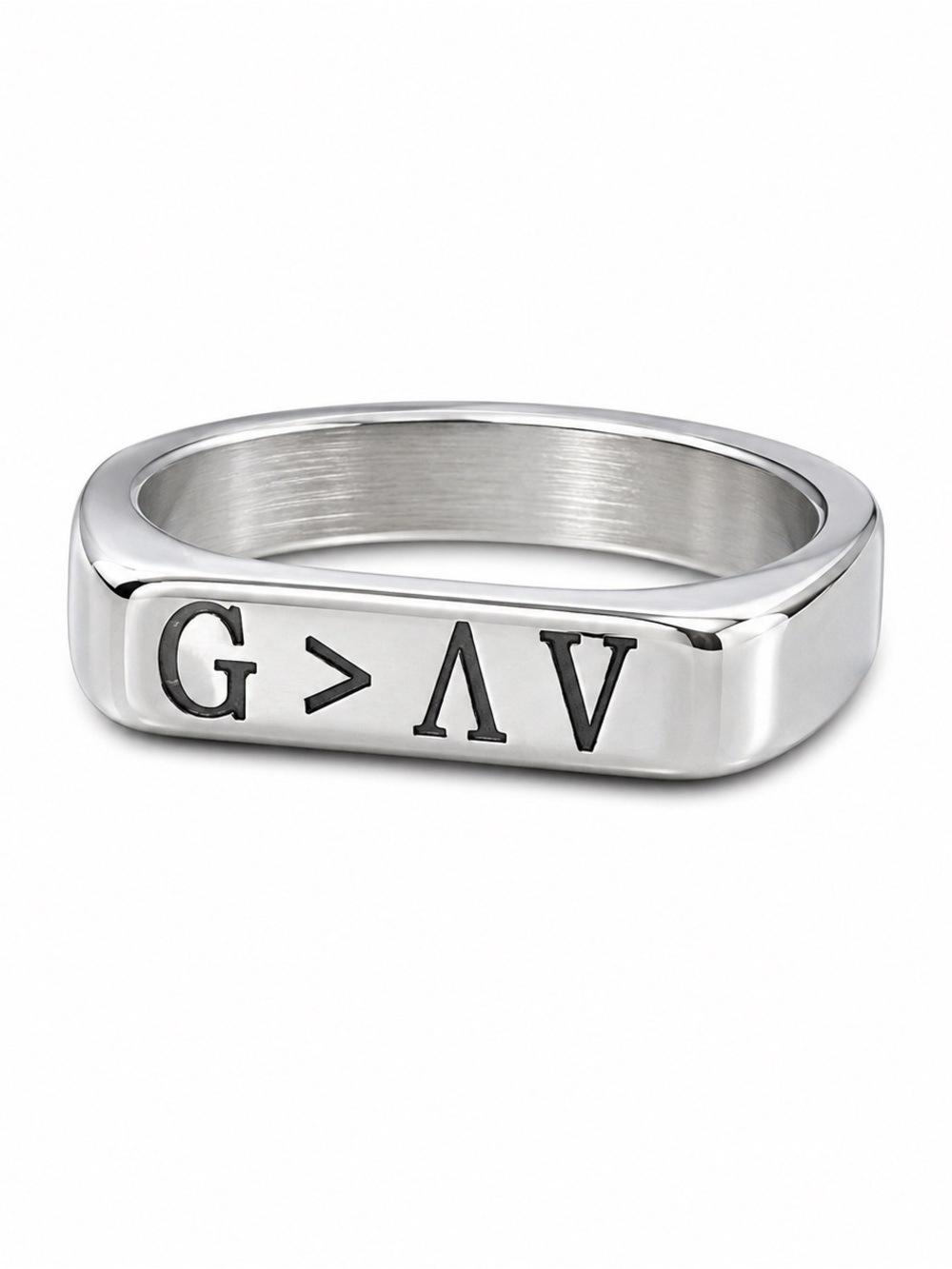 Silver Tone Engraved Band Ring Size 6 • God is Greater Than the Highs and Lows